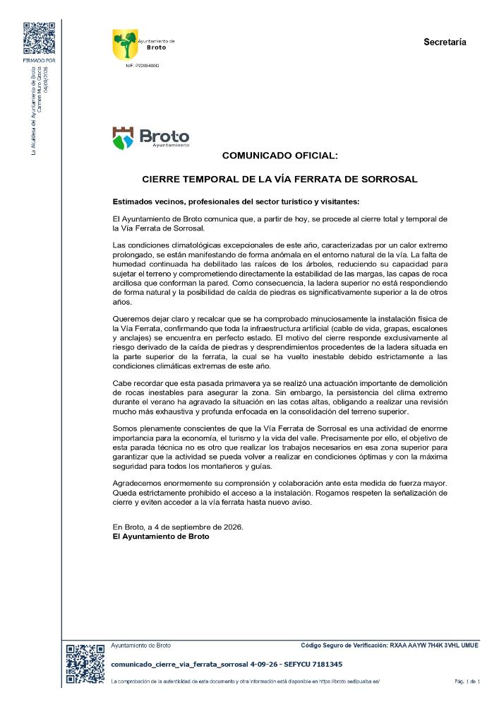 Imagen Cierre Vía Ferrata Sorrosal